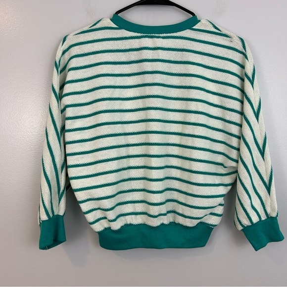 Vintage Speedo Green & White Striped Dolman Cuffed Blouse Size Medium - Picture 10 of 11